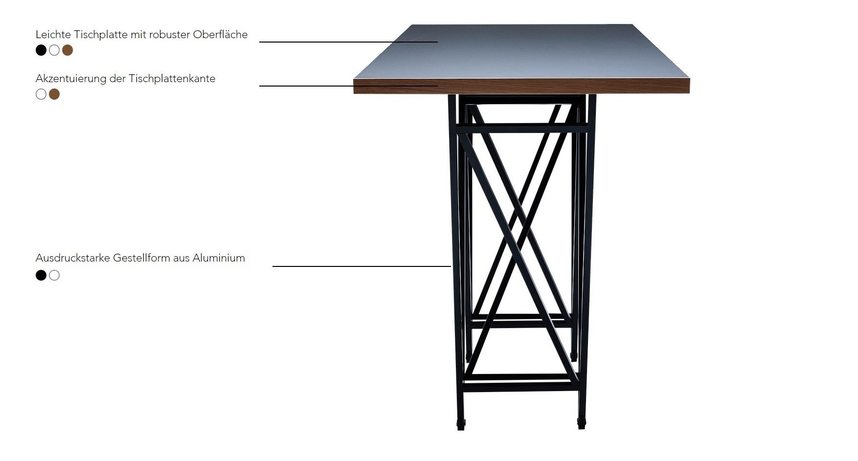 Mehr über den Artikel erfahren Designertisch STEVY – Materialien