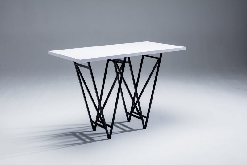 Designertisch STEVY - Stehtisch - Weiß, schwarz